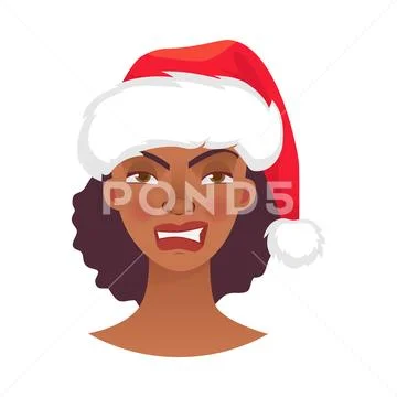 Face of African woman in hat Stock Illustration