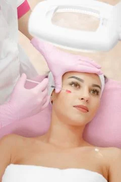 Face aging injection Stock Photos