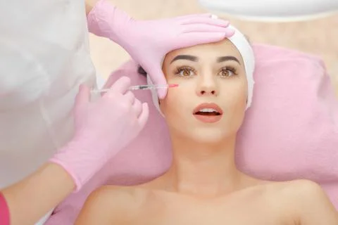 Face aging injection Stock Photos