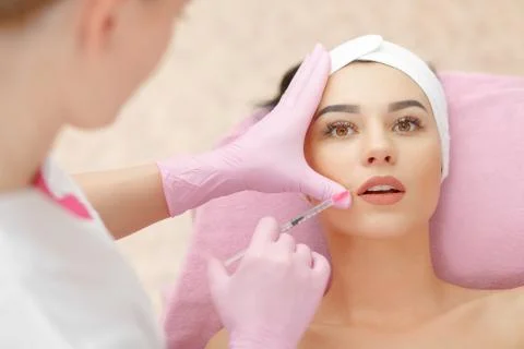 Face aging injection Stock Photos