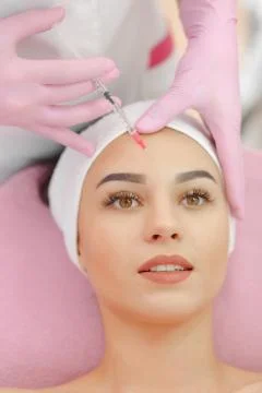 Face aging injection Stock Photos