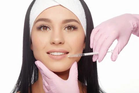 Face aging injection Stock Photos