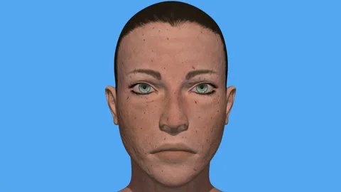 Face aging old to young features. 3d animation render Stock Footage 153846338