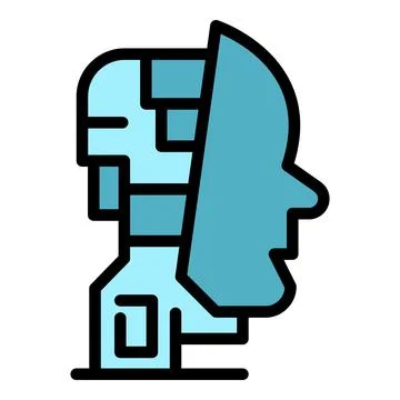 Face ai robot icon vector flat Stock Illustration