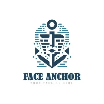 Face Anchor design template logo vintage style for brand company and other Stock Illustration