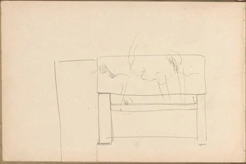 Face and a geometric pattern. Leaf 5 Verso from a sketchbook with 27 sheet... Stock Photos