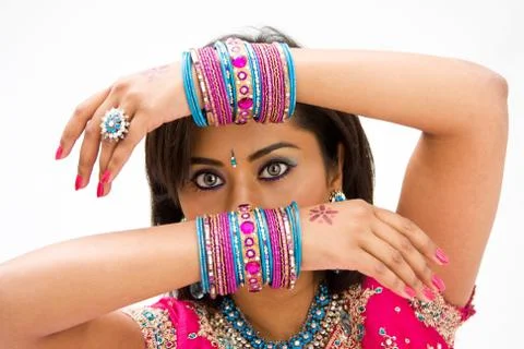 Face and hands Stock Photos