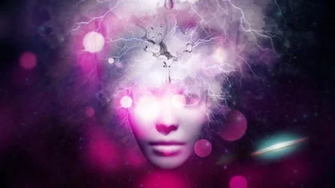 Face and melted clock in endless space Video stock 240641301