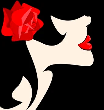 Face and rose Stock Illustration