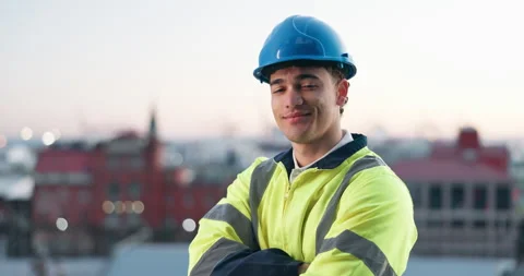 Face, architect and man in city with confidence, pride or professional with Stock Footage 340002198