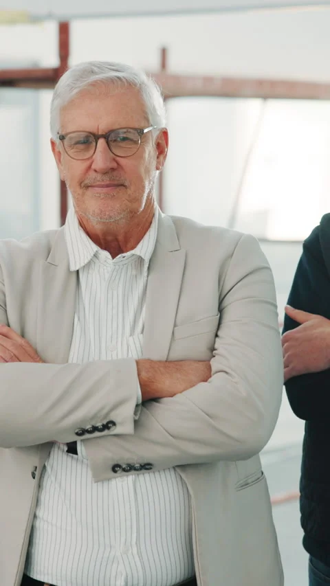 Face, architect and men with confidence for construction, renovation or about us Stock Footage 343728294
