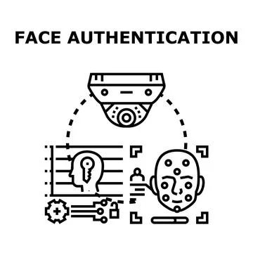 Face authentication security system processing biometric data Stock Illustration