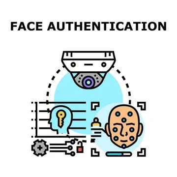 Face authentication security system processing biometric data Stock Illustration