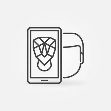 Face Authentication on Smartphone vector linear icon Illustrazione stock