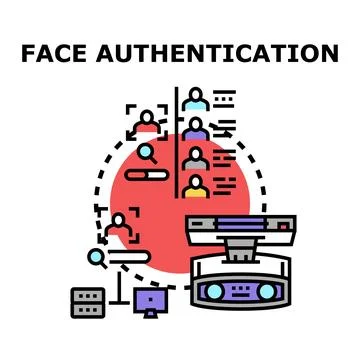 Face authentication system recognizing human identity for security Stock Illustration