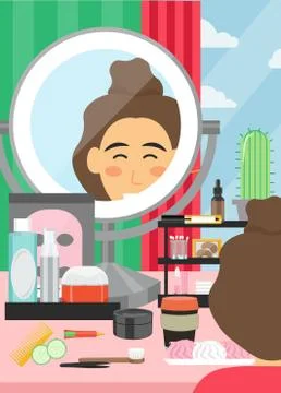 Face beauty makeup vector poster banner template Illustrazione stock