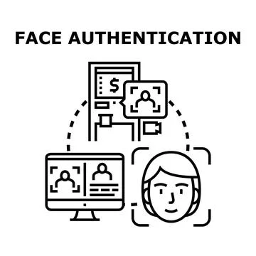 Face biometric authentication scanning for secure access Stock Illustration