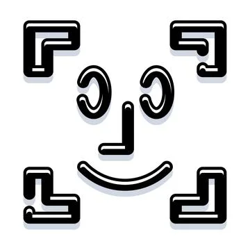 Face biometric recognition data scanning and identification Stock Illustration
