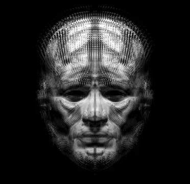Face in black and white. Background design of human profile and colorful movi Stock Illustration