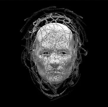 Face in black and white. Background design of human profile and colorful movi Stock Illustration