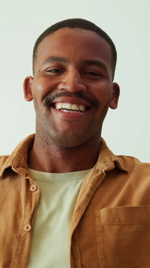 Face, black man and relax at house with smile, peace and calm morning for stress Stock Footage 340793889