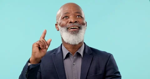 Face of black man in studio, thinking and eureka with business decision, memory Stock Footage 251696633