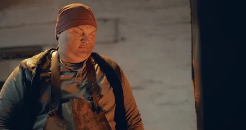 Face of a blacksmith. Close-up 스톡 동영상 98712827