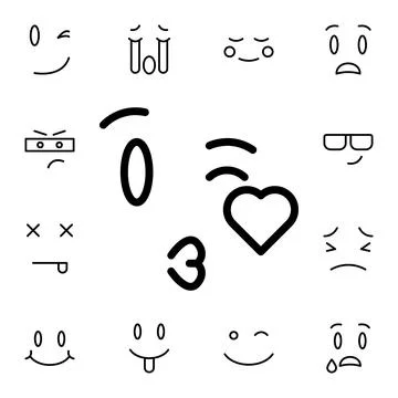 Face, blowing, kiss flat vector icon in emotions pack Illustrazione stock