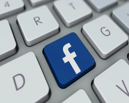 Face book button on computer keyboard. Facebook key mac board, click for HD Stock Footage 35647501