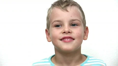 Face boy child on white Video stock 263997