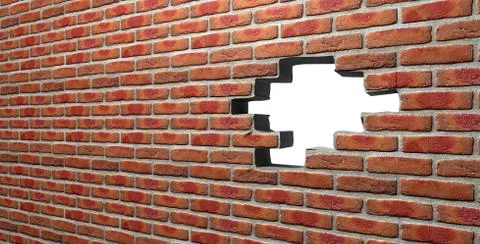 Face brick wall with hole Stock Illustration