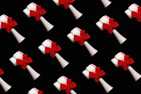 Face brush with Christmas bow. Pattern Stock Photos