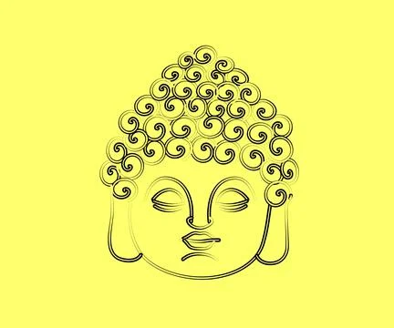 Face of Buddha on a beige background. Symbol. Stock Illustration