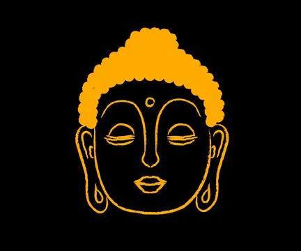 Face of Buddha on a black background. Symbol. Stock Illustration
