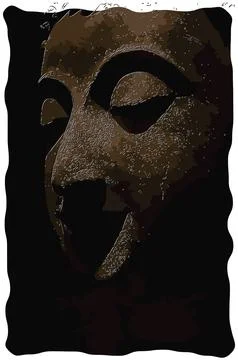 Face of a Buddha statue Stock Illustration