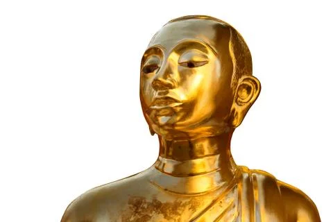 Face Buddha statue on isolate white background Stock Photos