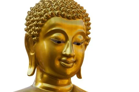 Face Buddha statue on isolate white background Stock Photos