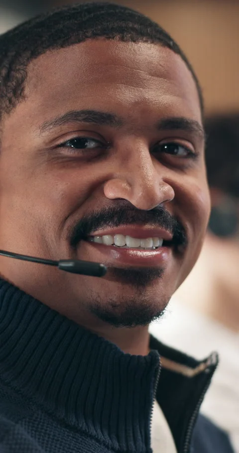 Face, call center and man in workplace for customer support, contact us and Stock Footage 343170616