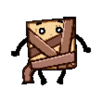 Face cardboard box character pixel art vector illustration Stock Illustration