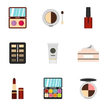 Face care icons set, flat style Stock Illustration
