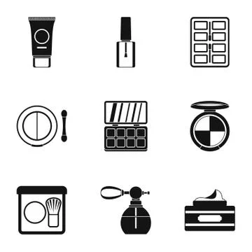 Face care icons set, simple style Illustrazione stock