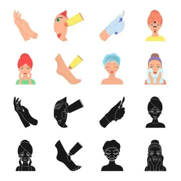 Face care, plastic surgery, face wiping, moisturizing the feet. Skin Care set Stock Illustration