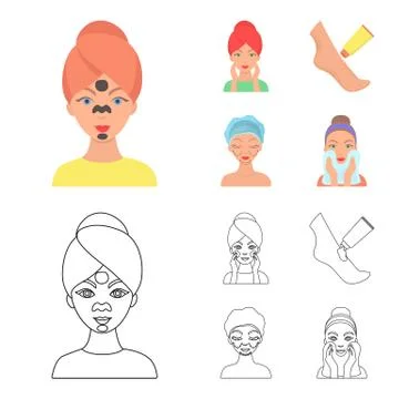 Face care, plastic surgery, face wiping, moisturizing the feet. Skin Care set Stock Illustration