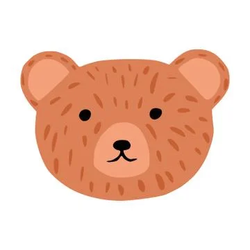 Face character bear isolated on white background. Funny cartoon character bro Stock Illustration