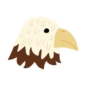 Face character eagle isolated on white background. Funny cartoon character wi Stock Illustration