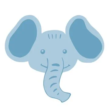 Face character elephant isolated on white background. Cute cartoon character  Stock Illustration