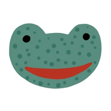 Face character frog isolated on white background. Cute water cartoon characte Stock Illustration
