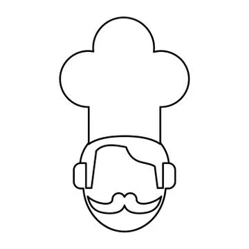 Face chef restaurant symbol thin line Stock Illustration