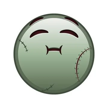 The face is chewing or holding its breath Large size of zombie halloween emoj Stock Illustration