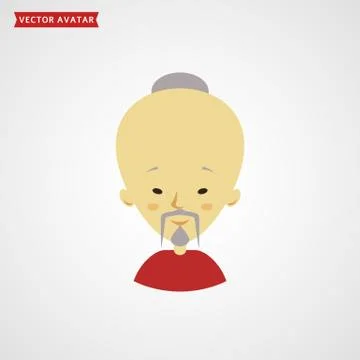 Face of chinese old man. Vector avatar. Stock Illustration